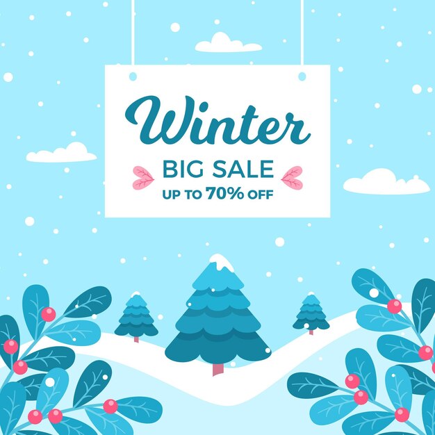 Premium Vector | Flat design winter sale promo with discount