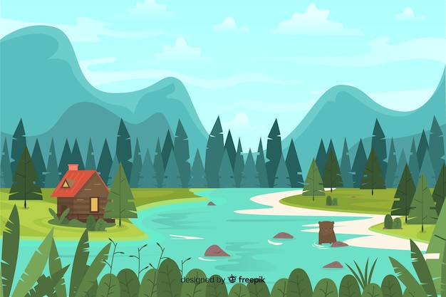 Premium Vector | Flat design with natural landscape