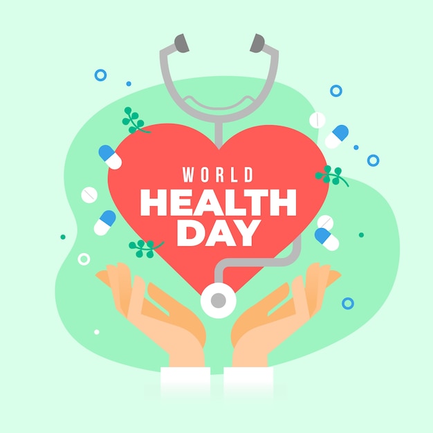 Flat design world heathy day event theme Free Vector