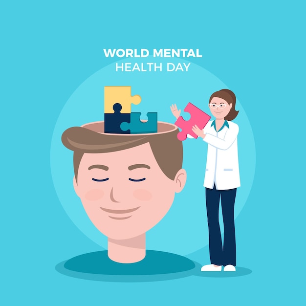 Flat design world mental health day background | Free Vector