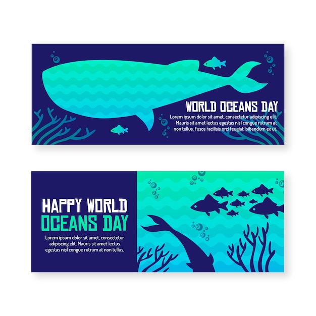 Free Vector Flat Design World Oceans Day Banner