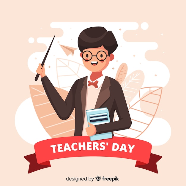 Download Flat design world teacher's day background | Free Vector