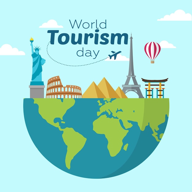 Free Vector | Flat design world tourism day concept