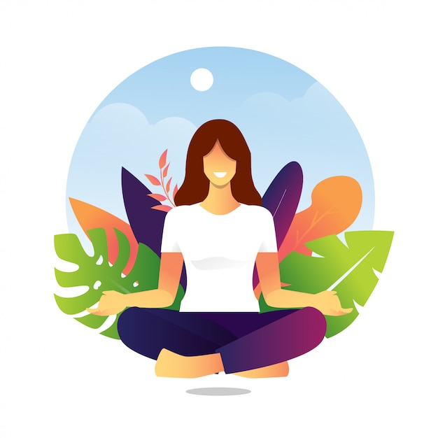 Download Free Flat Design Yoga Meditation Character For Landing Page Premium Vector Use our free logo maker to create a logo and build your brand. Put your logo on business cards, promotional products, or your website for brand visibility.