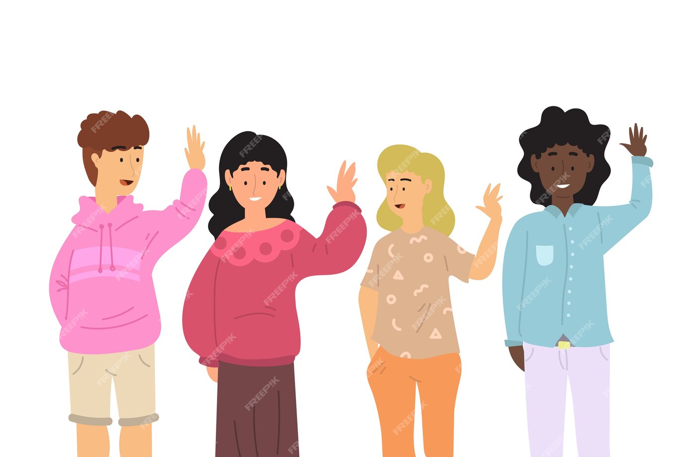 Free Vector | Flat design young people waving hand collection