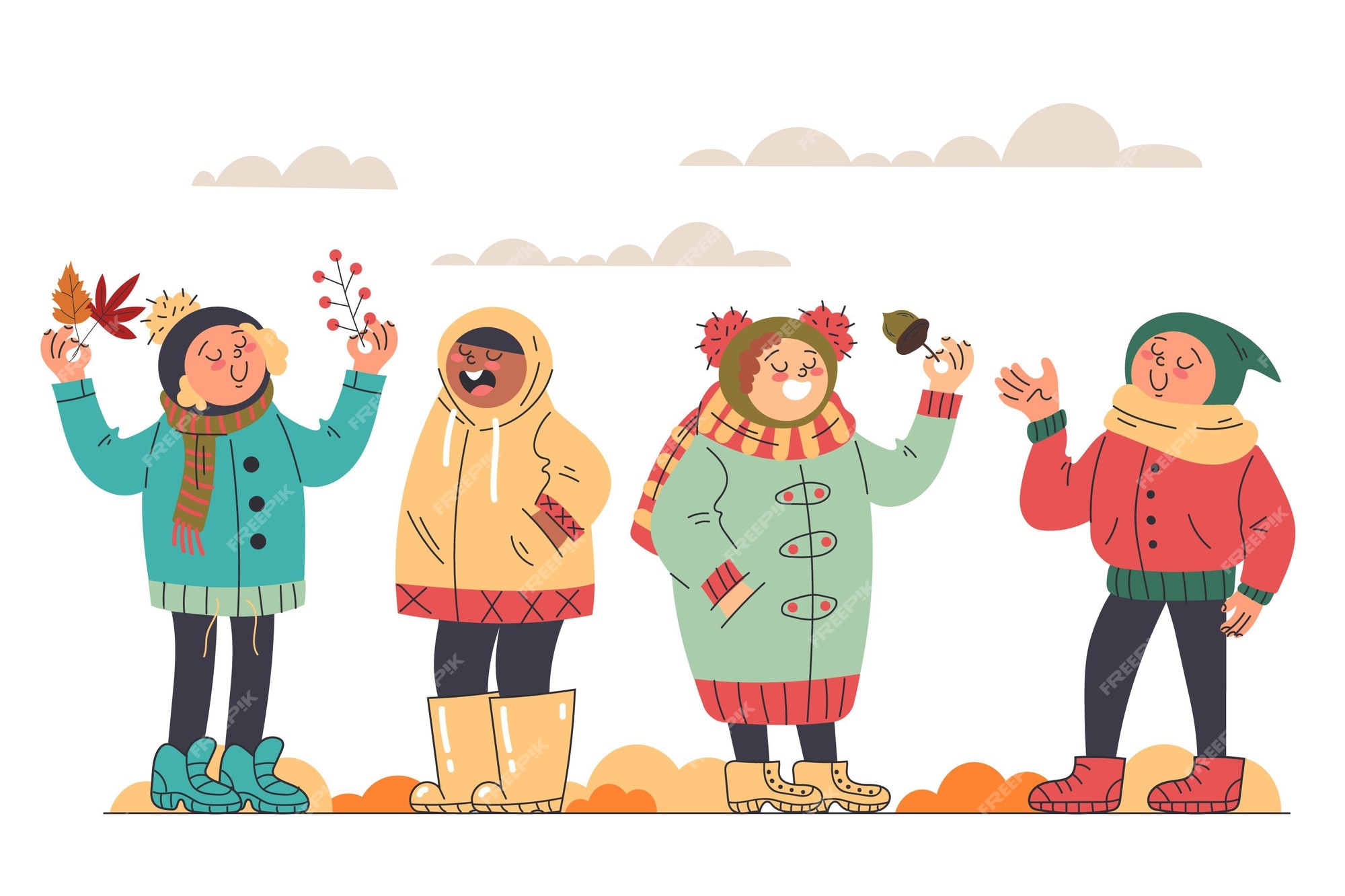 Free Vector | Flat designautumn children outside