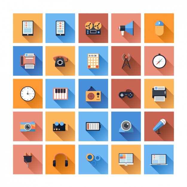 Flat device icon collection | Free Vector