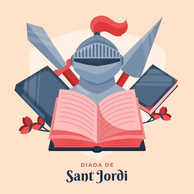 Free Vector | Flat diada de sant jordi illustration with knight armor ...