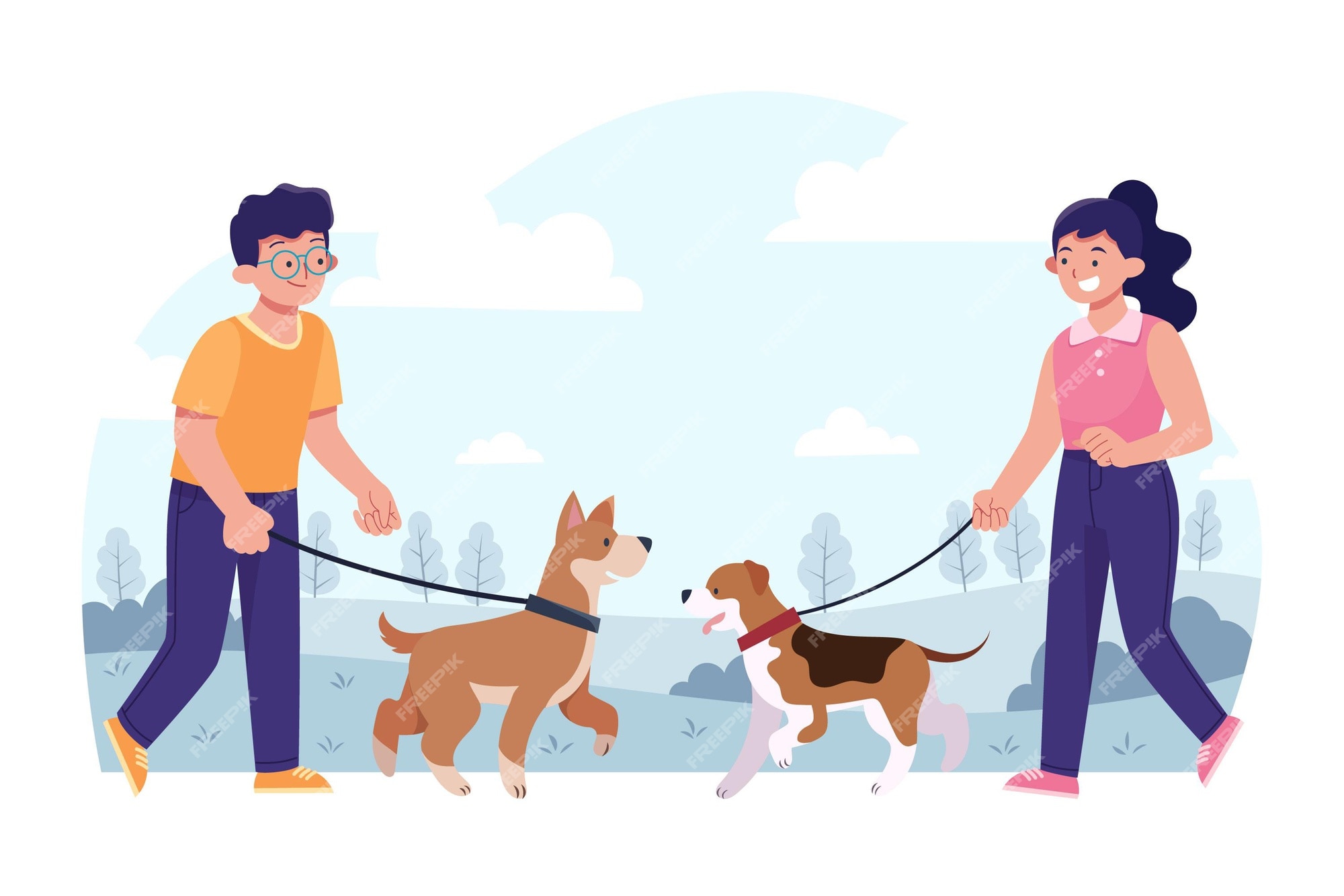 Free Vector | Flat different people with pets