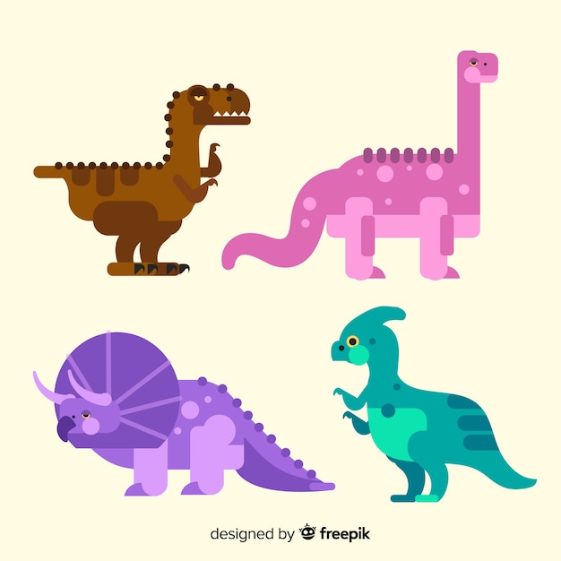 Free Vector | Flat Dinosaur Collection