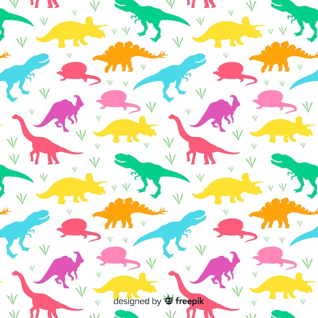 Flat dinosaur pattern Free Vector