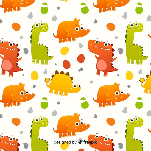 Flat dinosaur pattern Free Vector