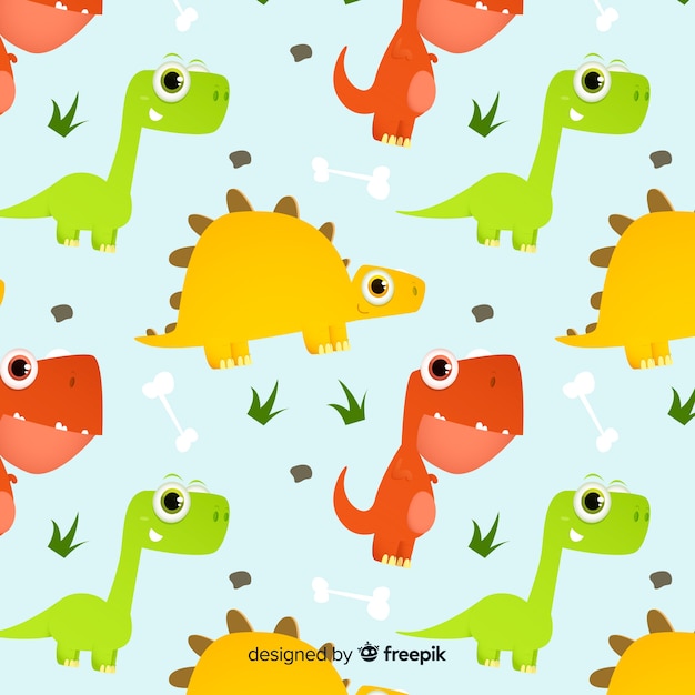 Flat dinosaur pattern Free Vector