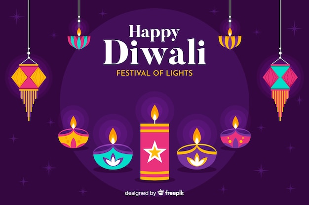 Flat diwali cultural event background Free Vector