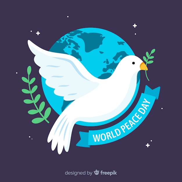 Flat Dove Peace Day Background Free Vector