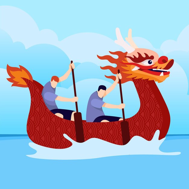 Premium Vector | Flat dragon boat illustration