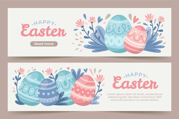 Flat easter banners Free Vector