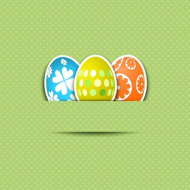 Flat Easter Eggs with Green Background