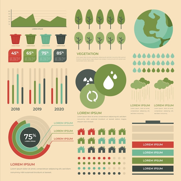 Flat ecology infographic with retro colors Vector | Free Download