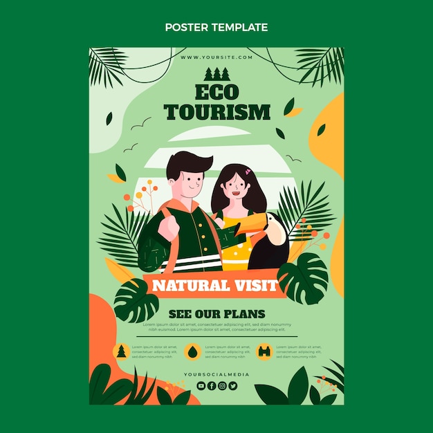 Free Vector | Flat Ecotourism Vertical Poster Template