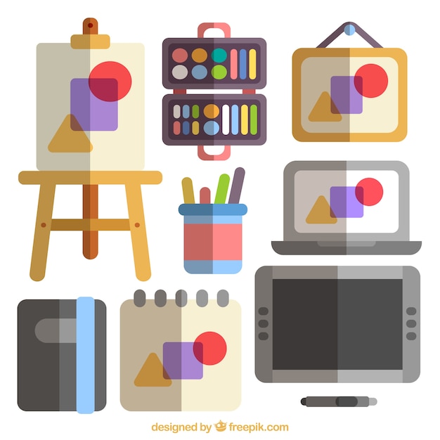 Flat elements of art studio Vector | Free Download