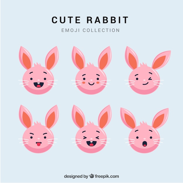Download Free Vector | Flat emoji collection of cute rabbit