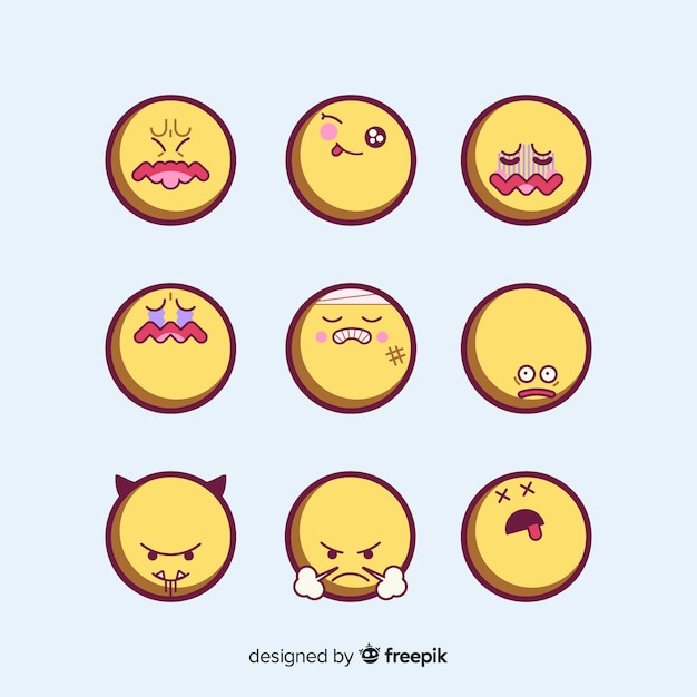 Flat emoticon reaction collectio | Free Vector