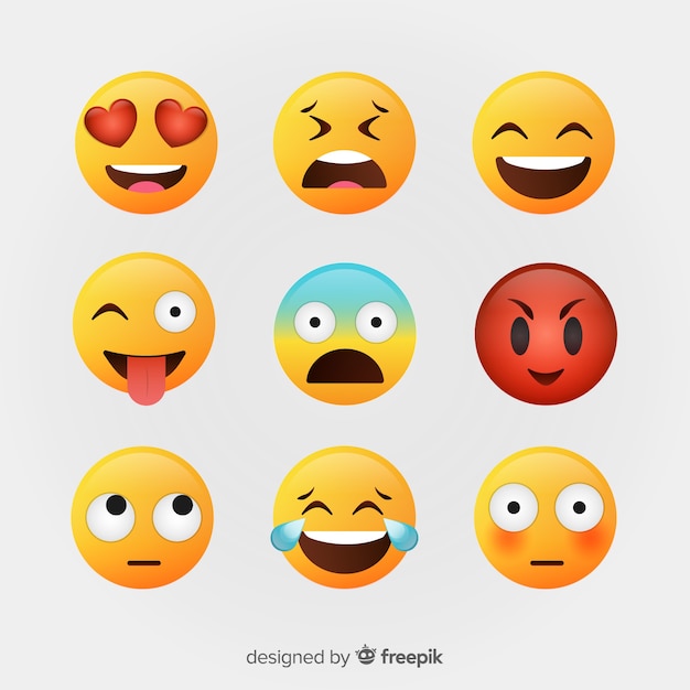 Flat emoticon reaction collection | Free Vector