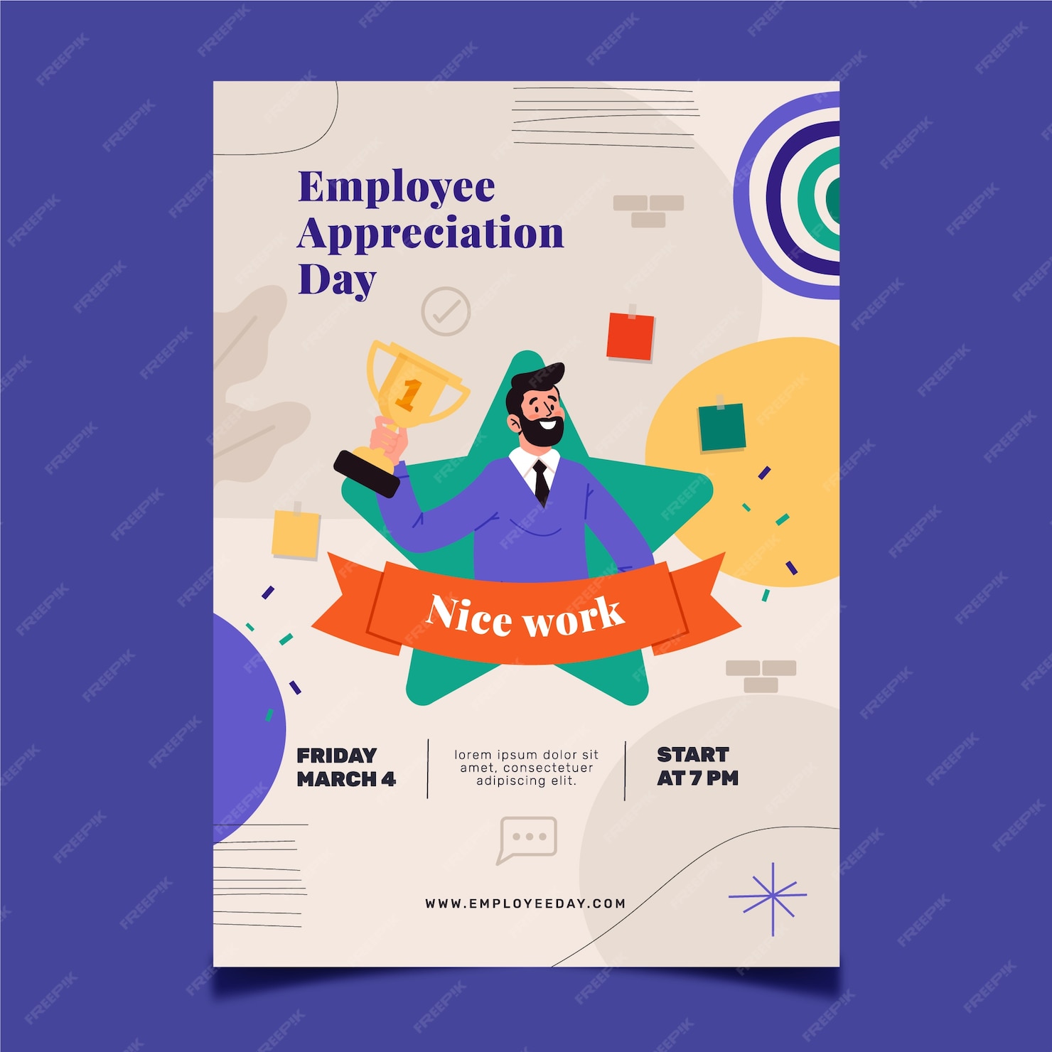 Free Vector | Flat employee appreciation day vertical poster template