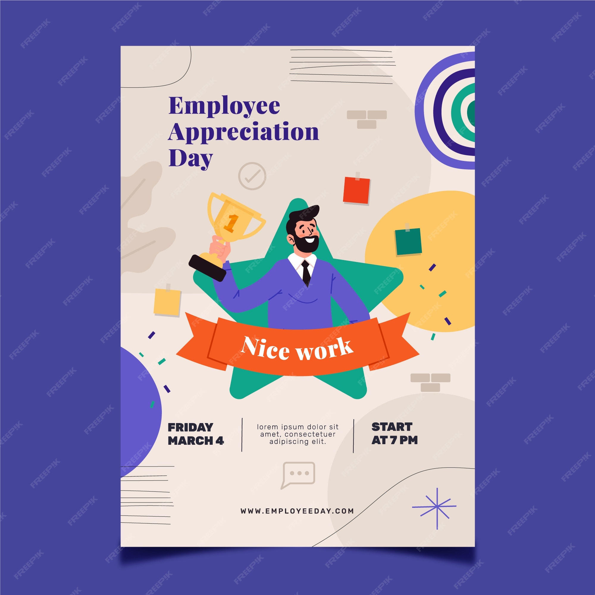 free-vector-flat-employee-appreciation-day-vertical-poster-template