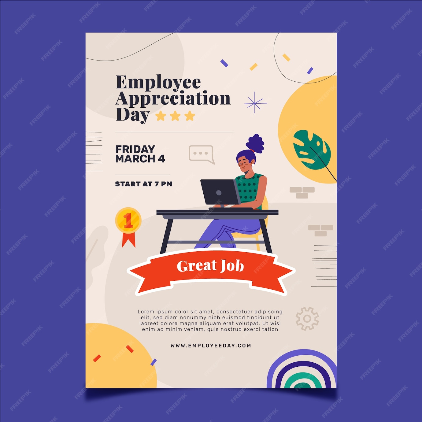 Free Vector | Flat employee appreciation day vertical poster template