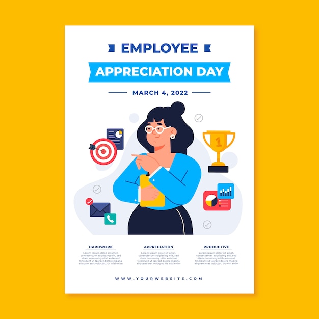 Free Vector Flat employee appreciation day vertical poster template