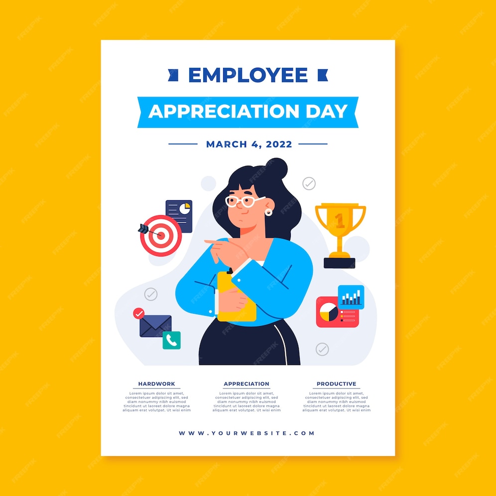 Free Vector | Flat employee appreciation day vertical poster template