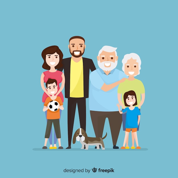 Download Flat family portrait | Free Vector