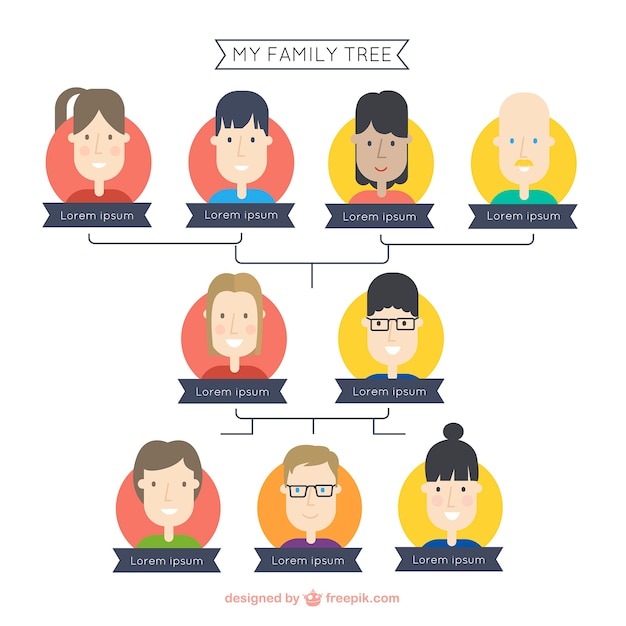 Flat family tree with colored circles Vector | Free Download