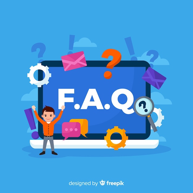 Flat faq concept background Free Vector