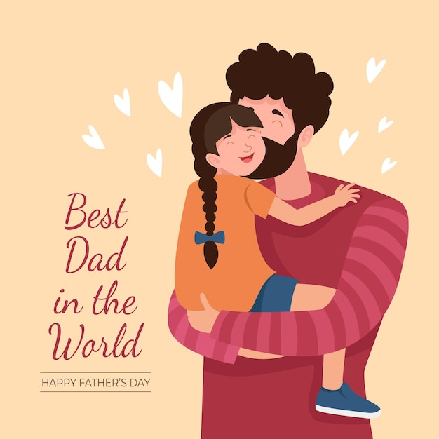 Best dad in the world father's day illustration Free Vector