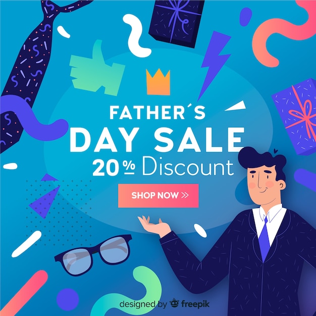 Flat father's day sale background Free Vector