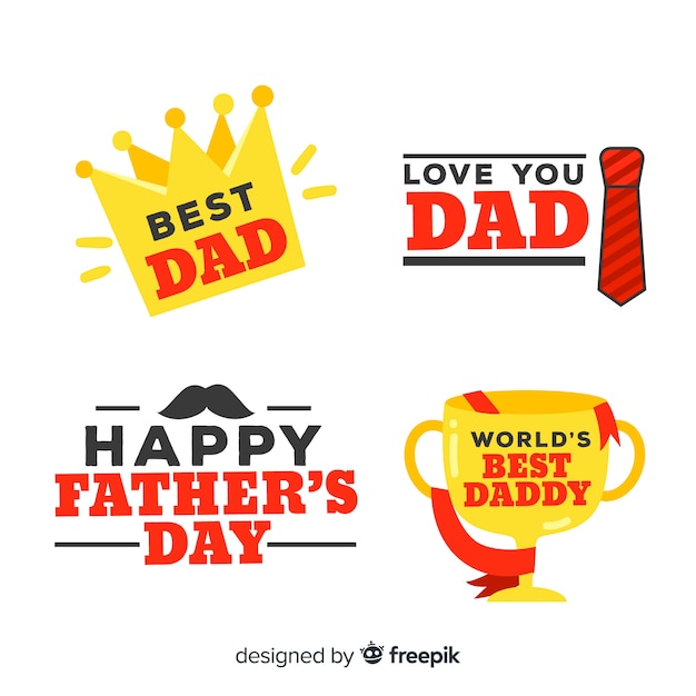 Free Vector | Flat fathers day label collection