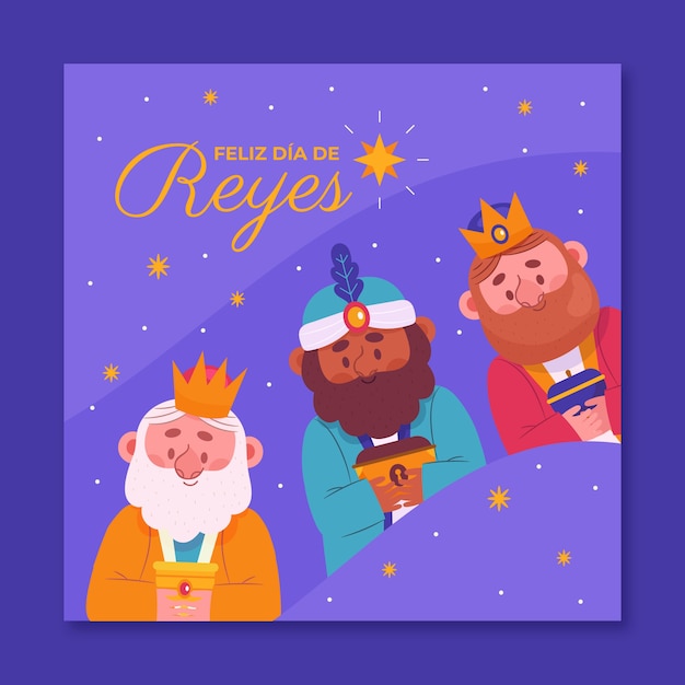 Free Vector Flat feliz dia de reyes greeting card template