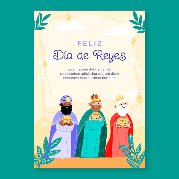 Free Vector | Flat feliz dia de reyes greeting card template