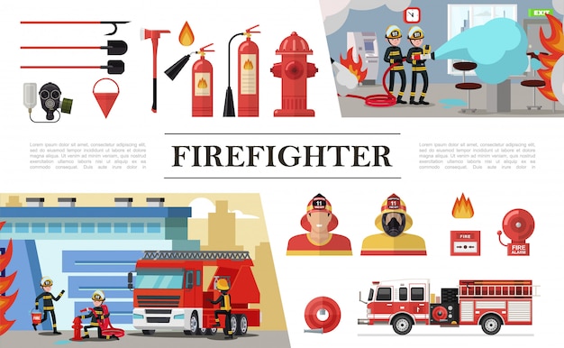 Download Free Freepik Flat Firefighting Elements Composition With Rescue Use our free logo maker to create a logo and build your brand. Put your logo on business cards, promotional products, or your website for brand visibility.