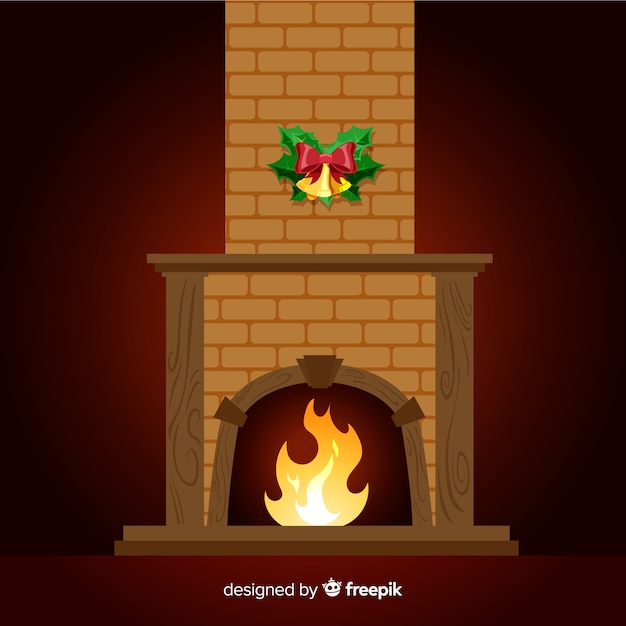 Free Vector | Flat fireplace scene