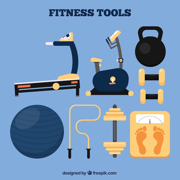 Flat fitness tools collection