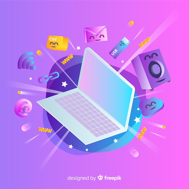 Flat floating device background Free Vector