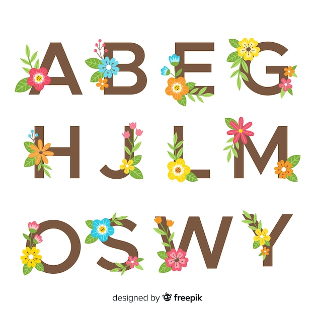Flat floral alphabet Vector | Free Download