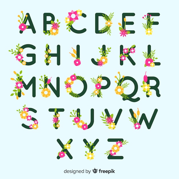 Download Flat floral alphabet | Free Vector