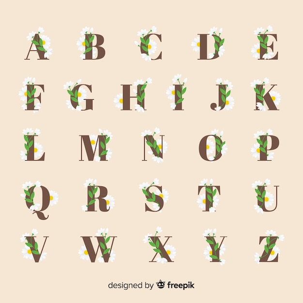 Flat floral alphabet Vector | Free Download