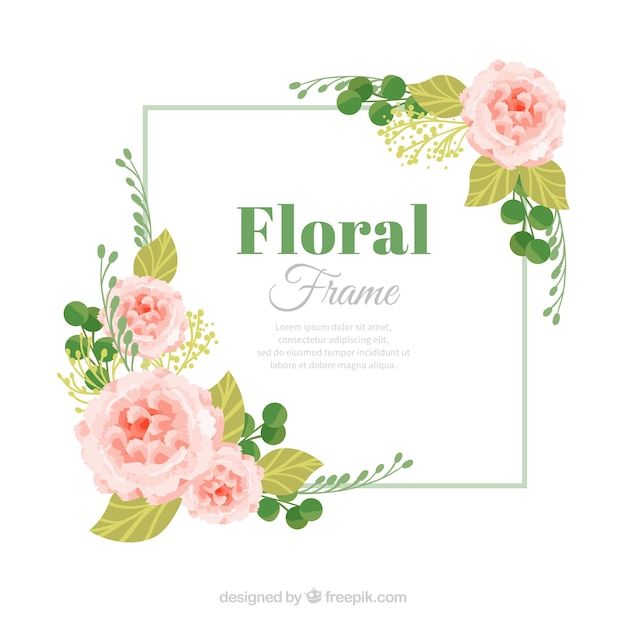 Flat floral frame with geometric design | Free Vector
