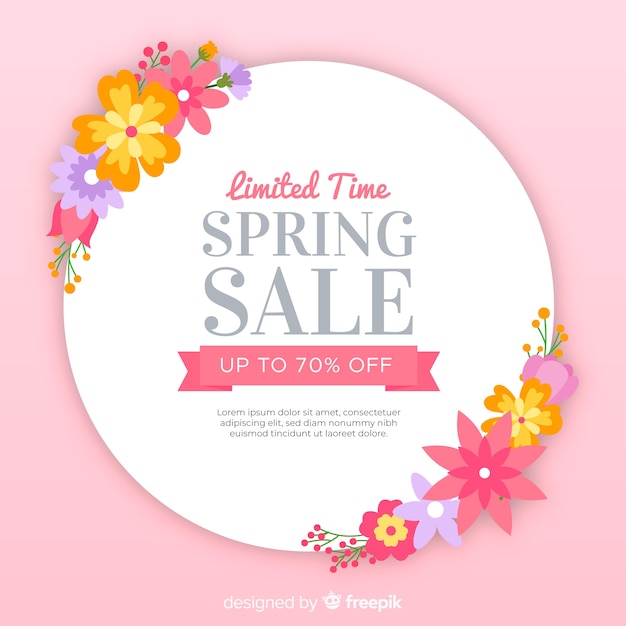 Download Flat floral spring sale background | Free Vector